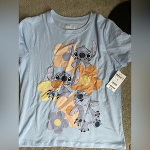 Disney Light Blue Stitch Floral Tee